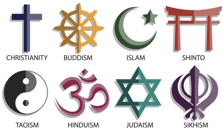 world religion symbol icon set